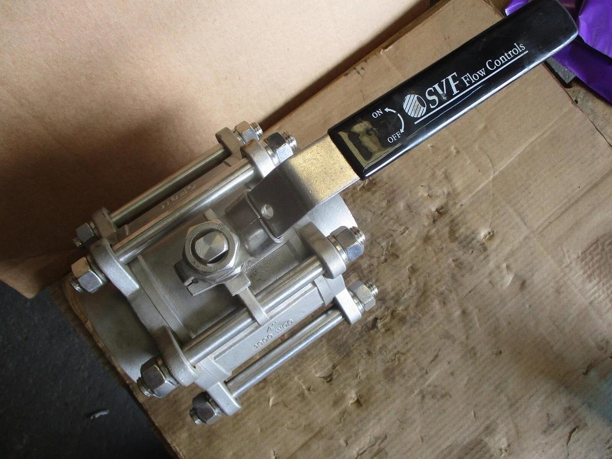 Used SVF 4" STAINLESS SOCKET WELD BALL VALVE, #717333J NEW