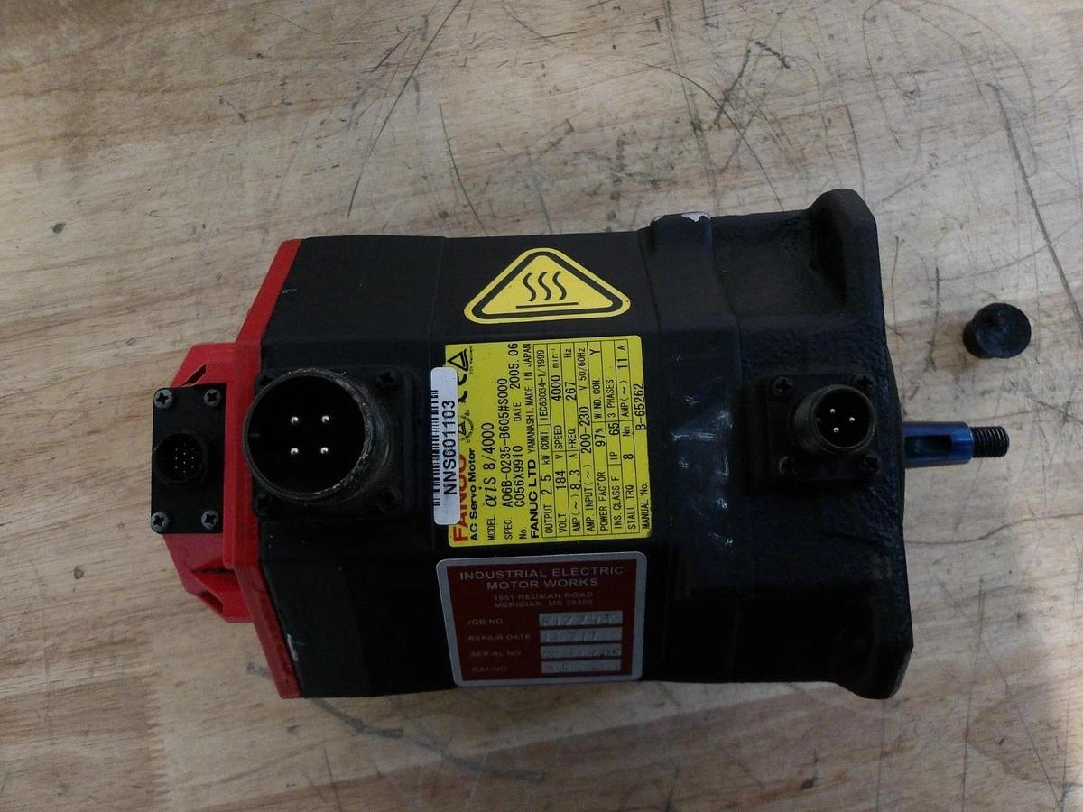 Used FANUC A06B-0235-B605 S000 AC SERVO MOTOR, 4000 RPM, #617950G REMANUFACTURED