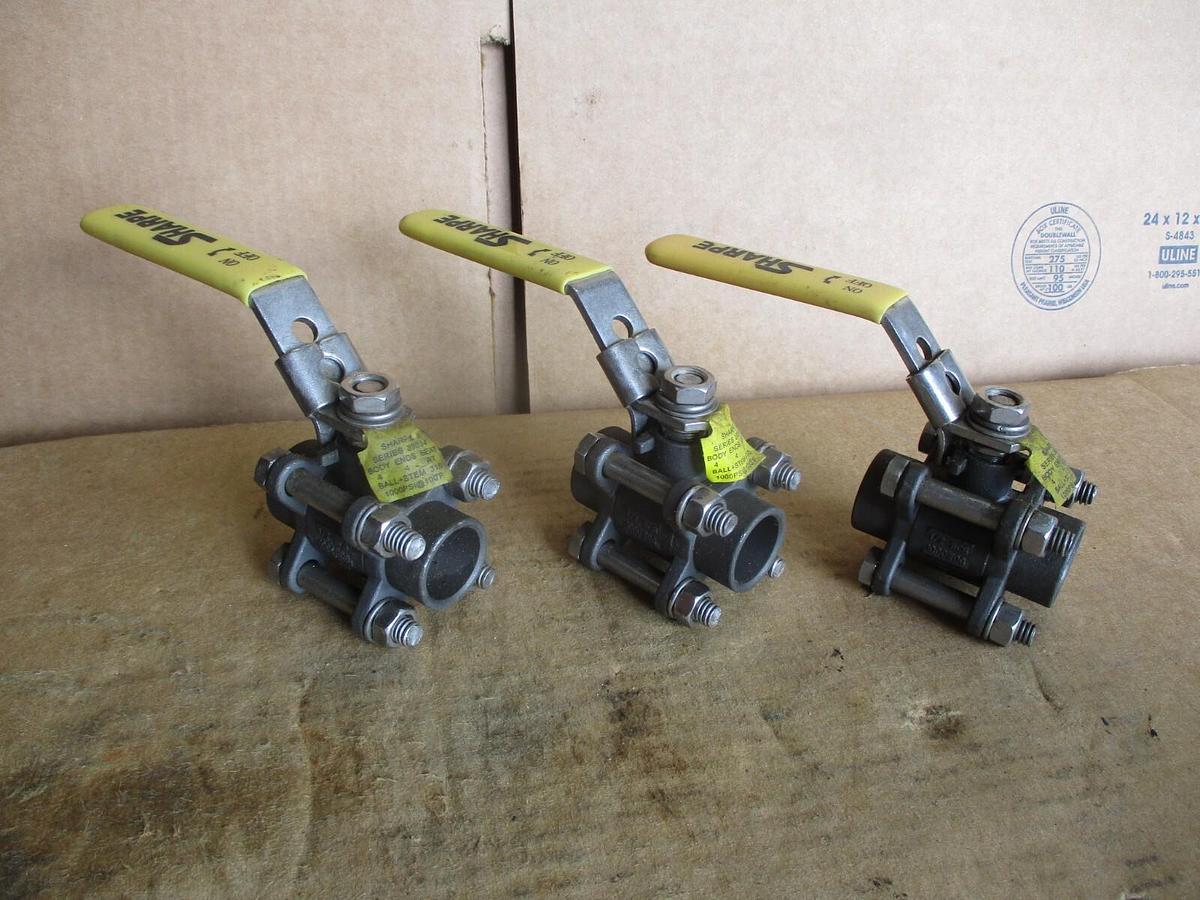 Used SHARPE 1/2" STEEL BALL VALVE (SOCKET WELD) (LOT OF 3), #416104J NEW