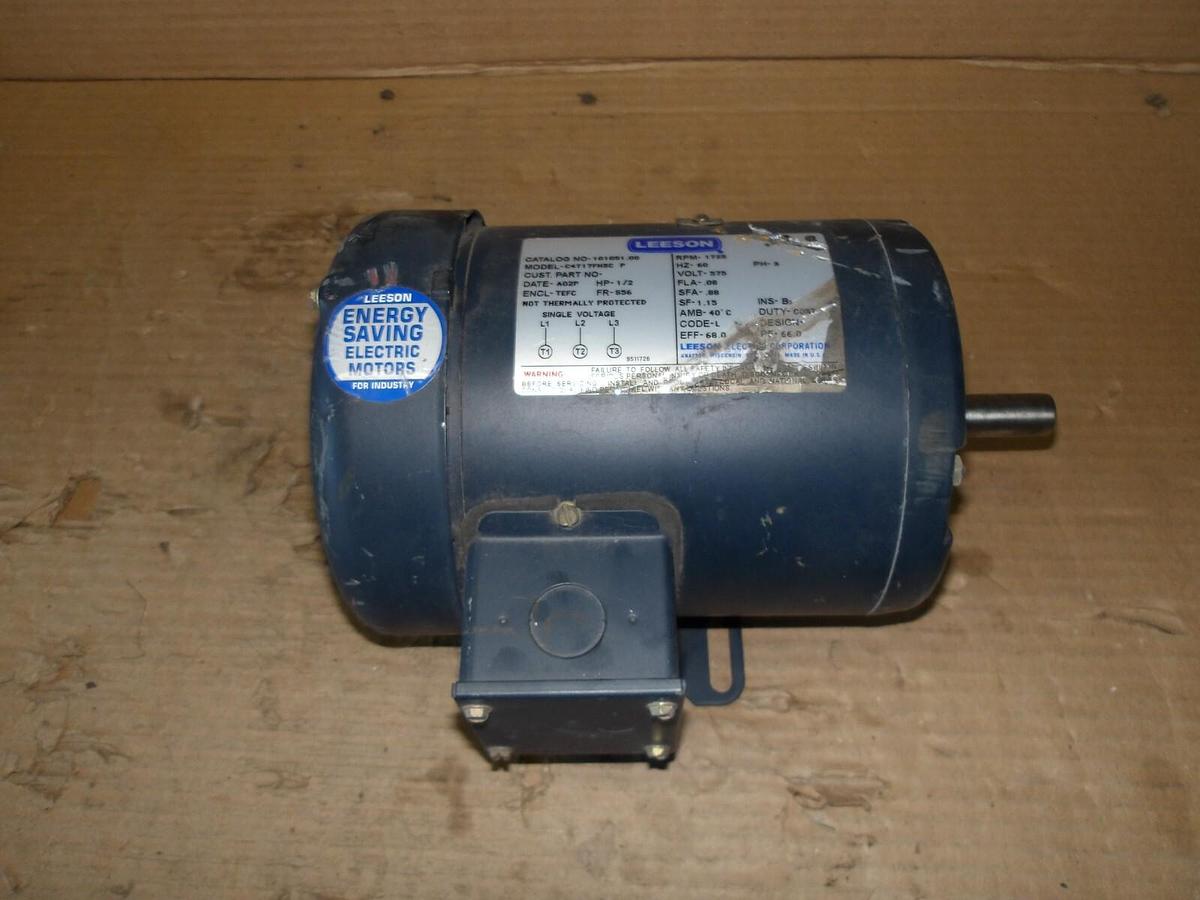 Used LEESON 1/2 HP MOTOR, FR S56, 1725 RPM, 575 V, #103750G USED