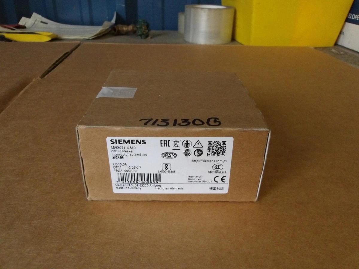 SIEMENS 3RV2021-1JA10 CIRCUIT BREAKER 7.0-10.0 AMP, #713130G NIB