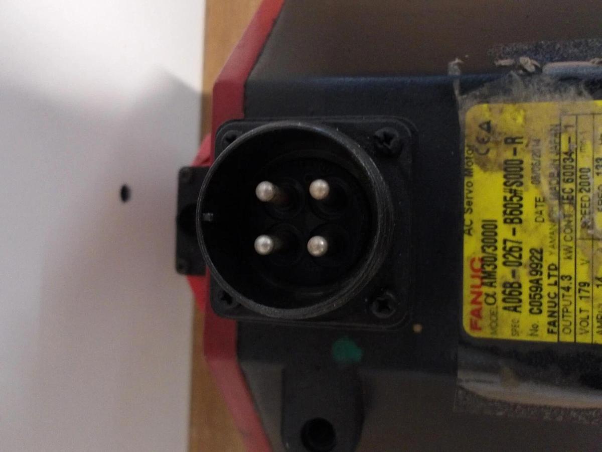 Used FANUC A06B-0267-B605 S000-R AC SERVO MOTOR, 2000 RPM, #5141110G REMANUFACTURED