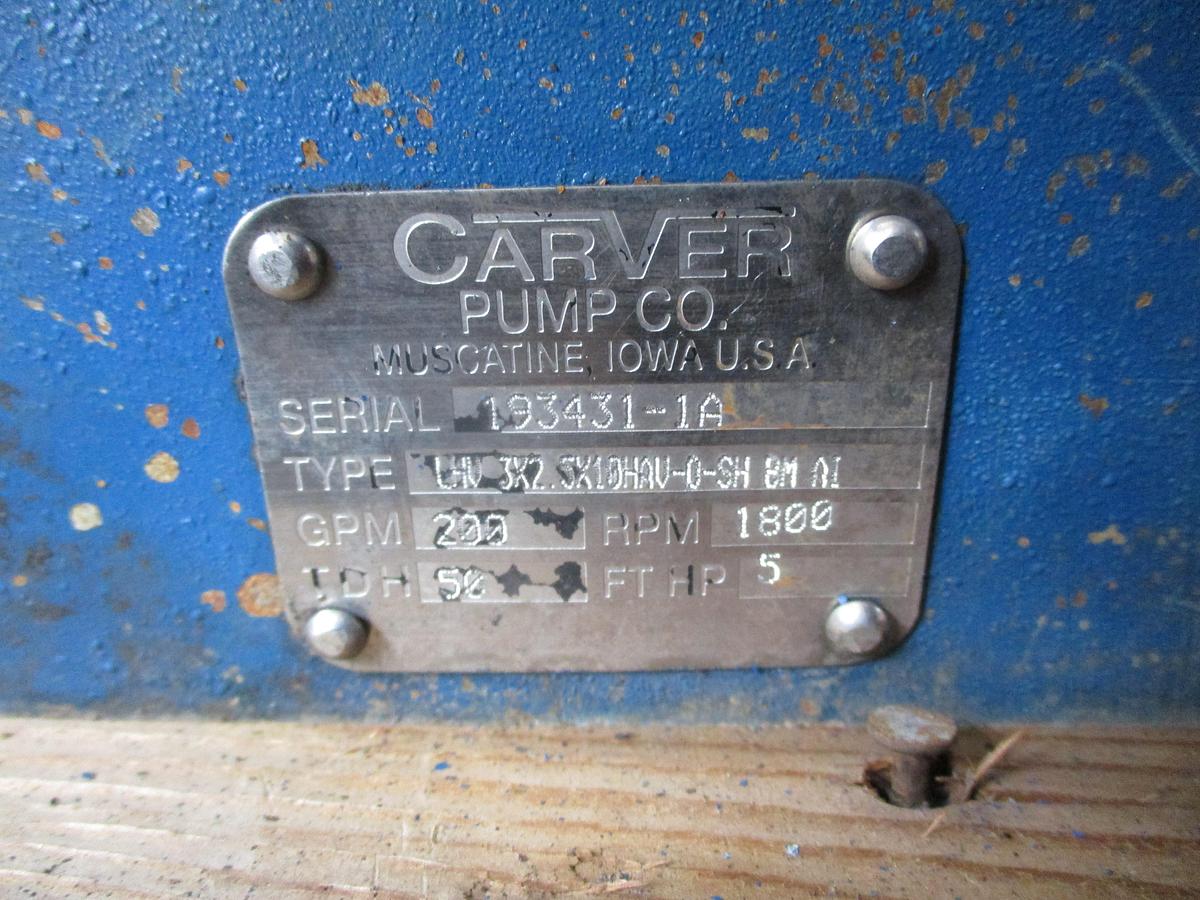 CARVER 3" X 2-1/2" X 10" VERTICAL PUMP WITH 5 HP MOTOR