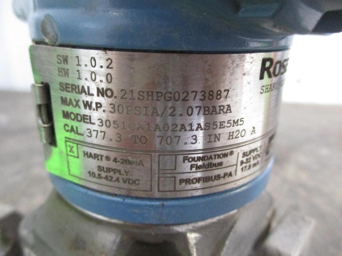 Used ROSEMOUNT 3051 PRESSURE TRANSMITTER 4-20 MA, #351224J USED