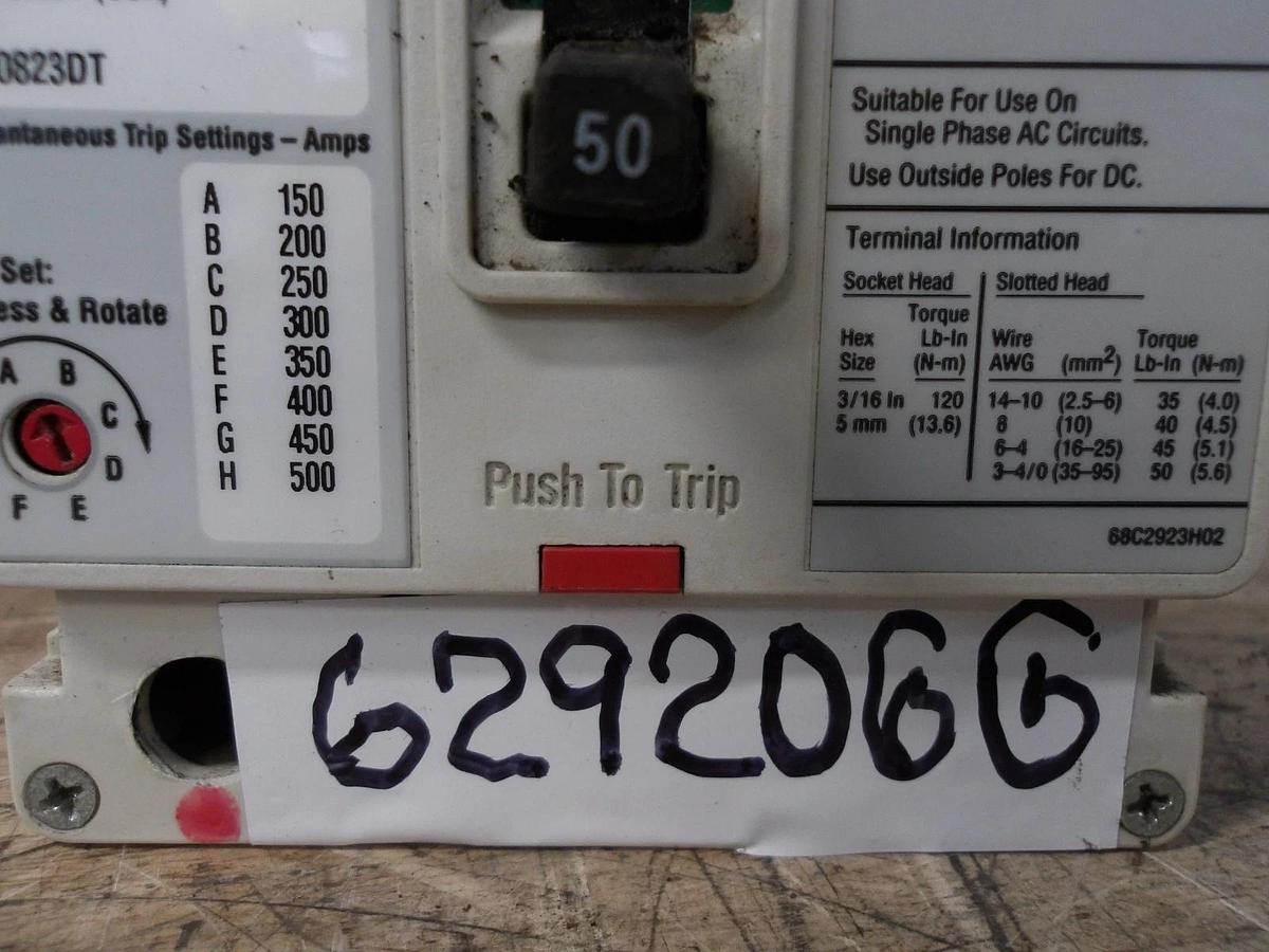 Used ALLEN BRADLEY 50 AMP BREAKER, 600VAC/250VDC, #629206G USED