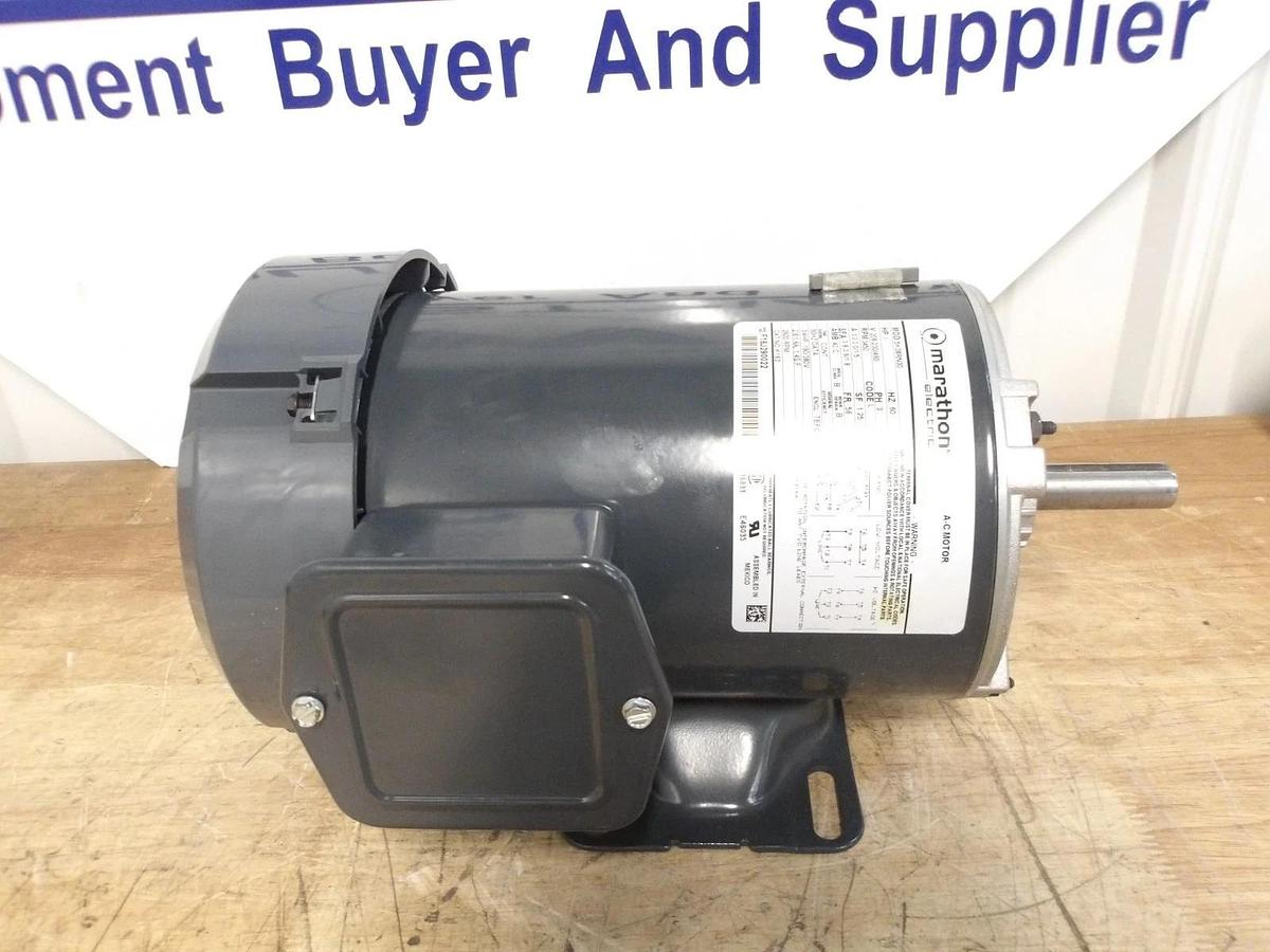 Used MARATHON 1 HP AC MOTOR, FR 56, 3450 RPM, 208-230/460 V, #7151003G USED