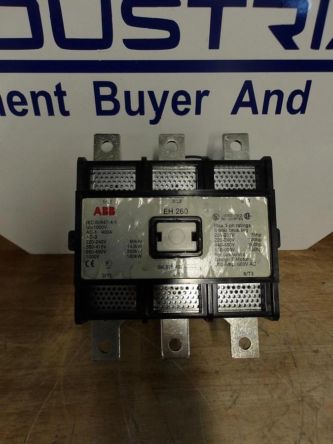 Used ABB EH260 MOTOR CONTACTOR, 300 AMP, 600 V, #521904G NEW