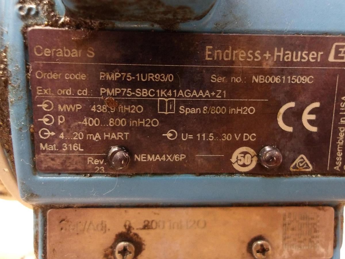 Used ENDRESS HAUSER PMP75-1UR93/0 CERABAR S PRESSURE TRANSMITTER