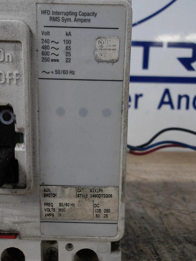 Used EATON 50 AMP BREAKER, 600VAC/250VDC, #629236G USED