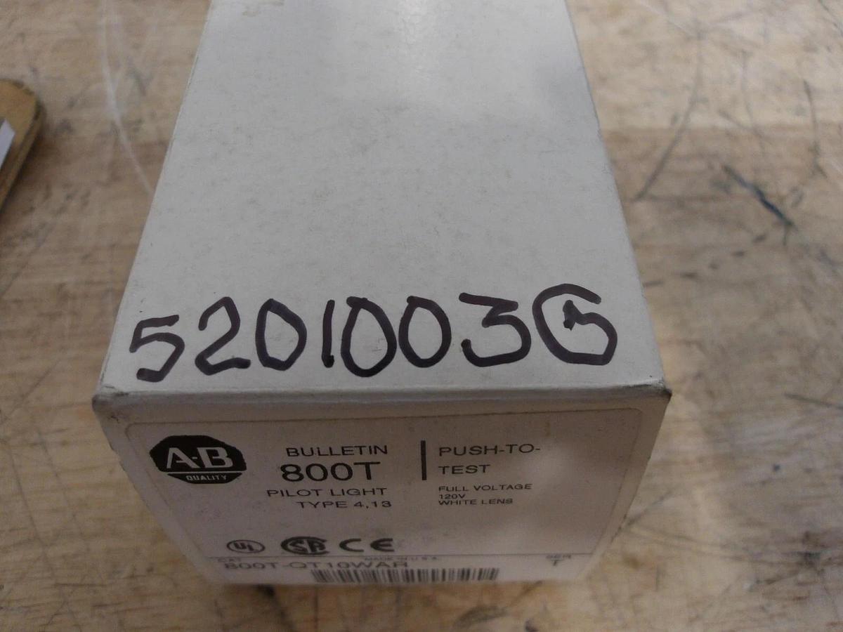 ALLEN BRADLEY 800T-QT10WAR PUSH-TO-TEST PILOT LIGHT, #5201003G NIB