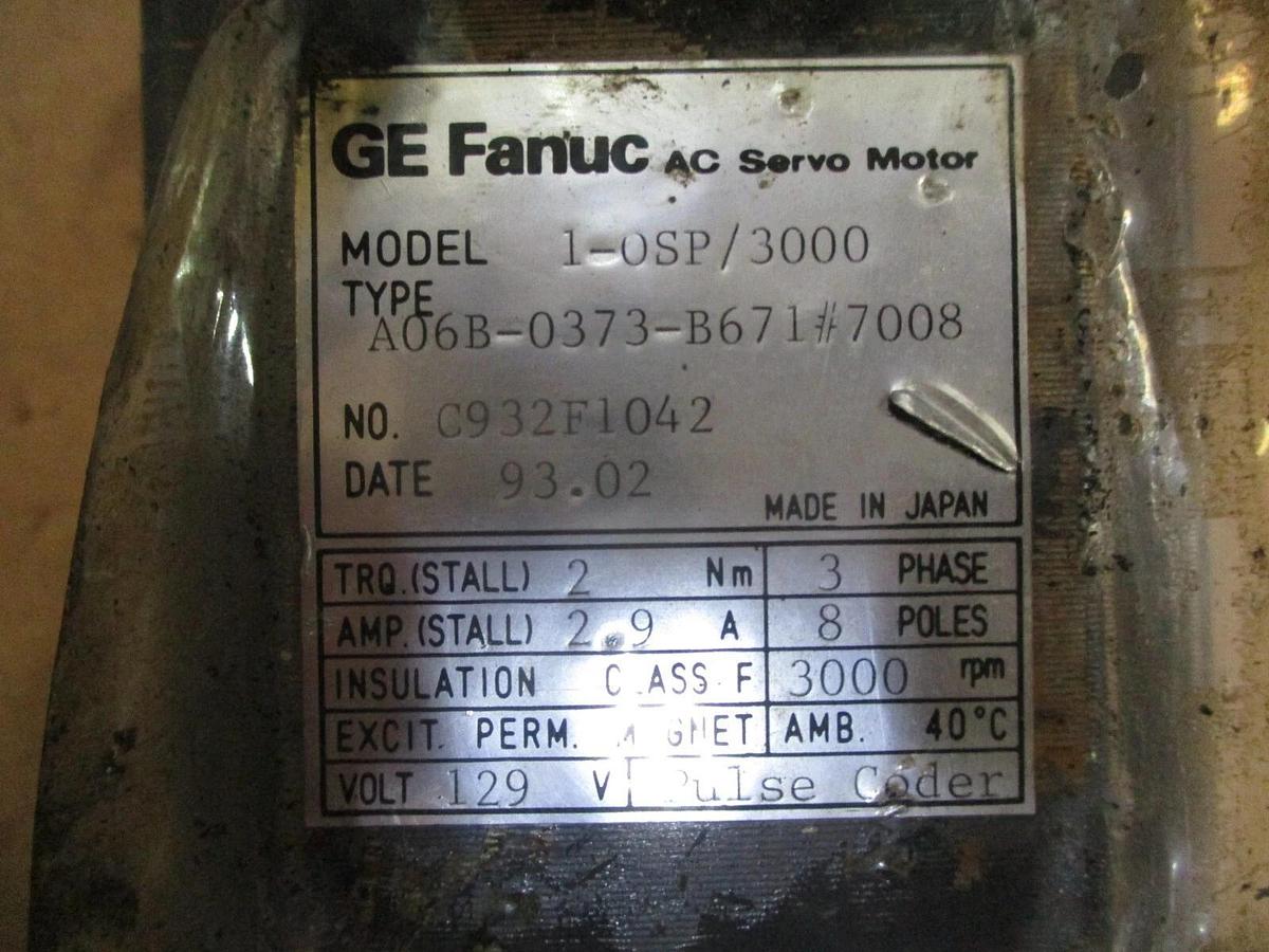 Used FANUC 1-OSP/3000 AC SERVO MOTOR, #120152J PARTS ONLY