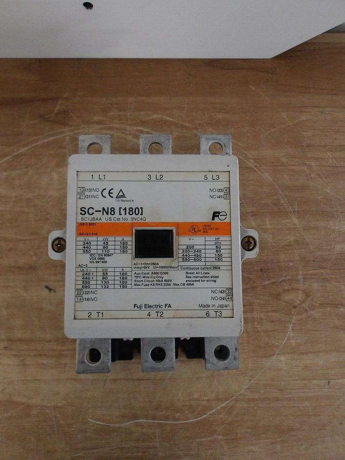 Used FUJI SC-N8 INDUSTRIAL CONTACTOR CNC4Q, 180 A, #2251113G NEW