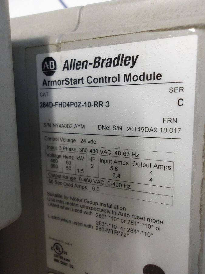 Used ALLEN BRADLEY ARMORSTART UNIT 280D-FN-10-C, #918112G USED