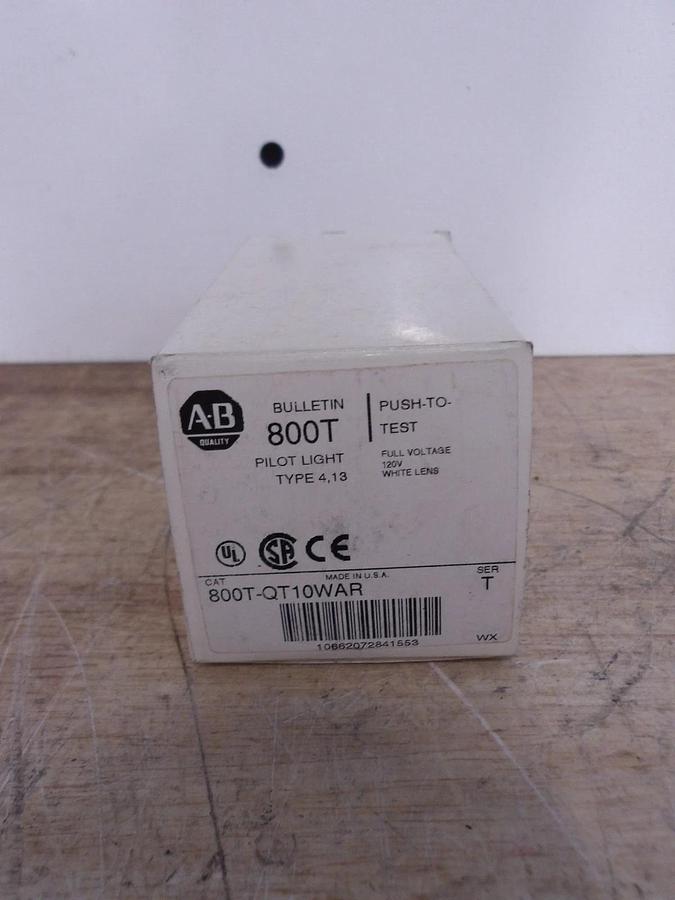 ALLEN BRADLEY 800T-QT10WAR PUSH-TO-TEST PILOT LIGHT, #5201003G NIB