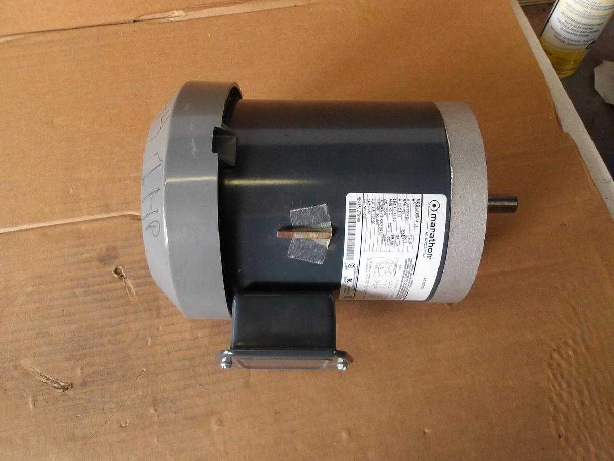 Used MARATHON 1 HP AC MOTOR, FR 56C, 1725 RPM, 208-230/460 V, #114900G NEW