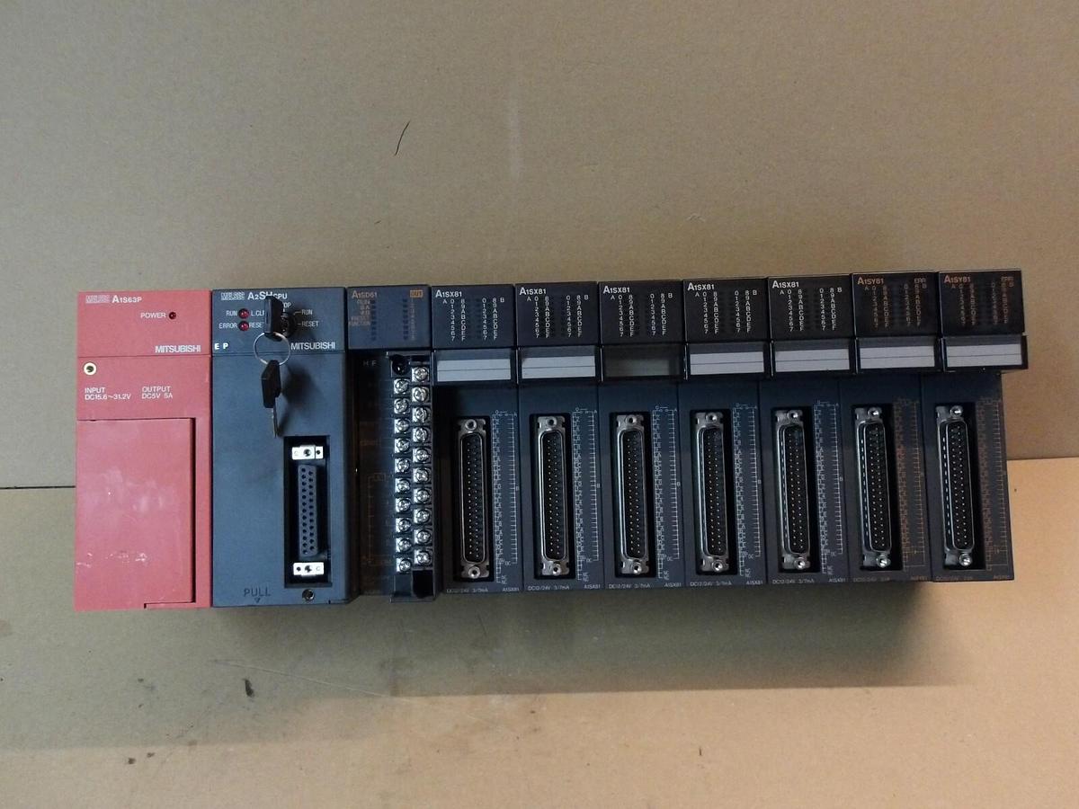 Used MITSUBISHI CPU A2SHCPU POWER SUPPLY, 7 CARDS, #44330G USED