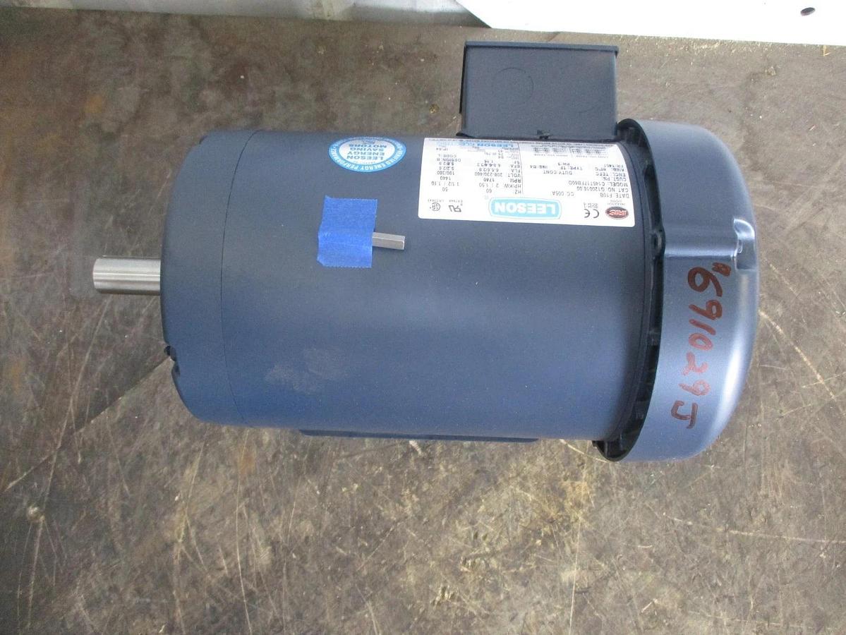 Used LEESON 2 HP MOTOR, FR 145T, 1740 1440 RPM, #691029J NEW