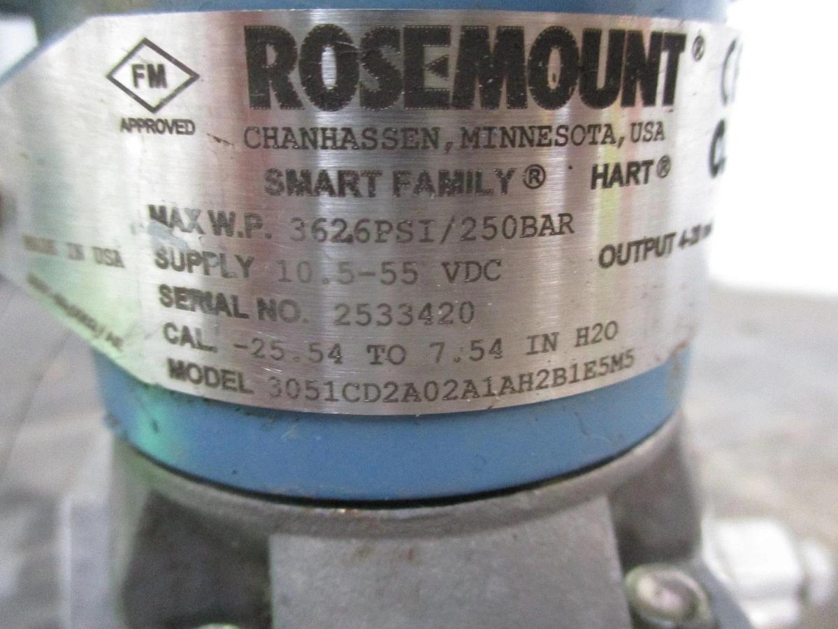 Used ROSEMOUNT 3051 PRESSURE TRANSMITTER, 4-20 MA, #351217J USED