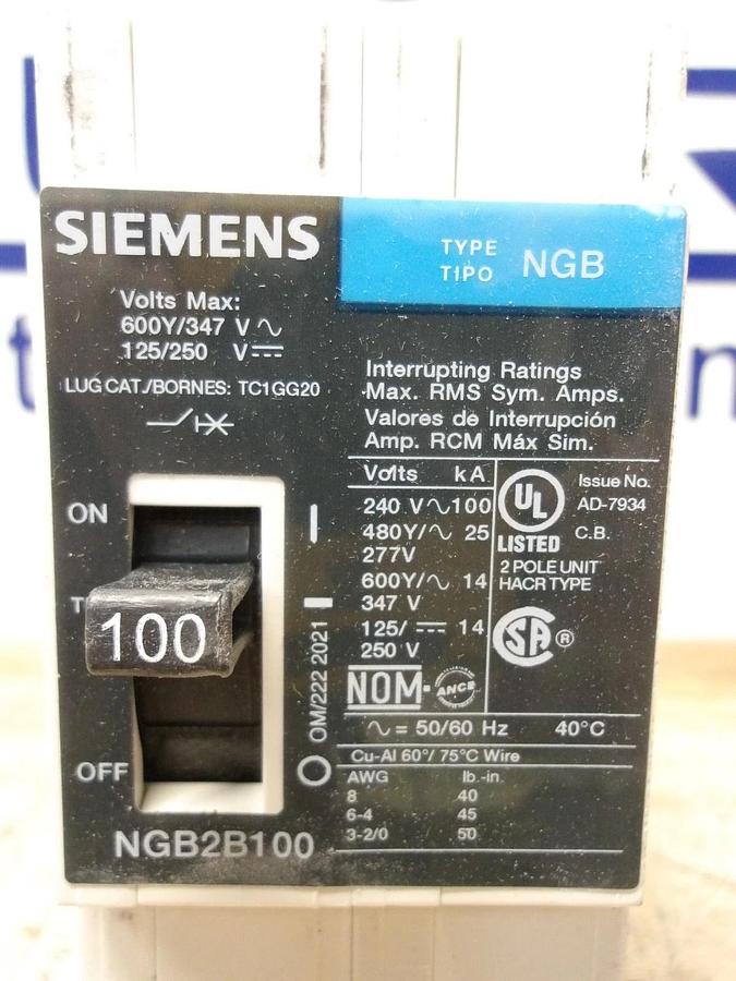 SIEMENS 100 AMP BREAKER 600/347-125/250 V, #781208G NIB