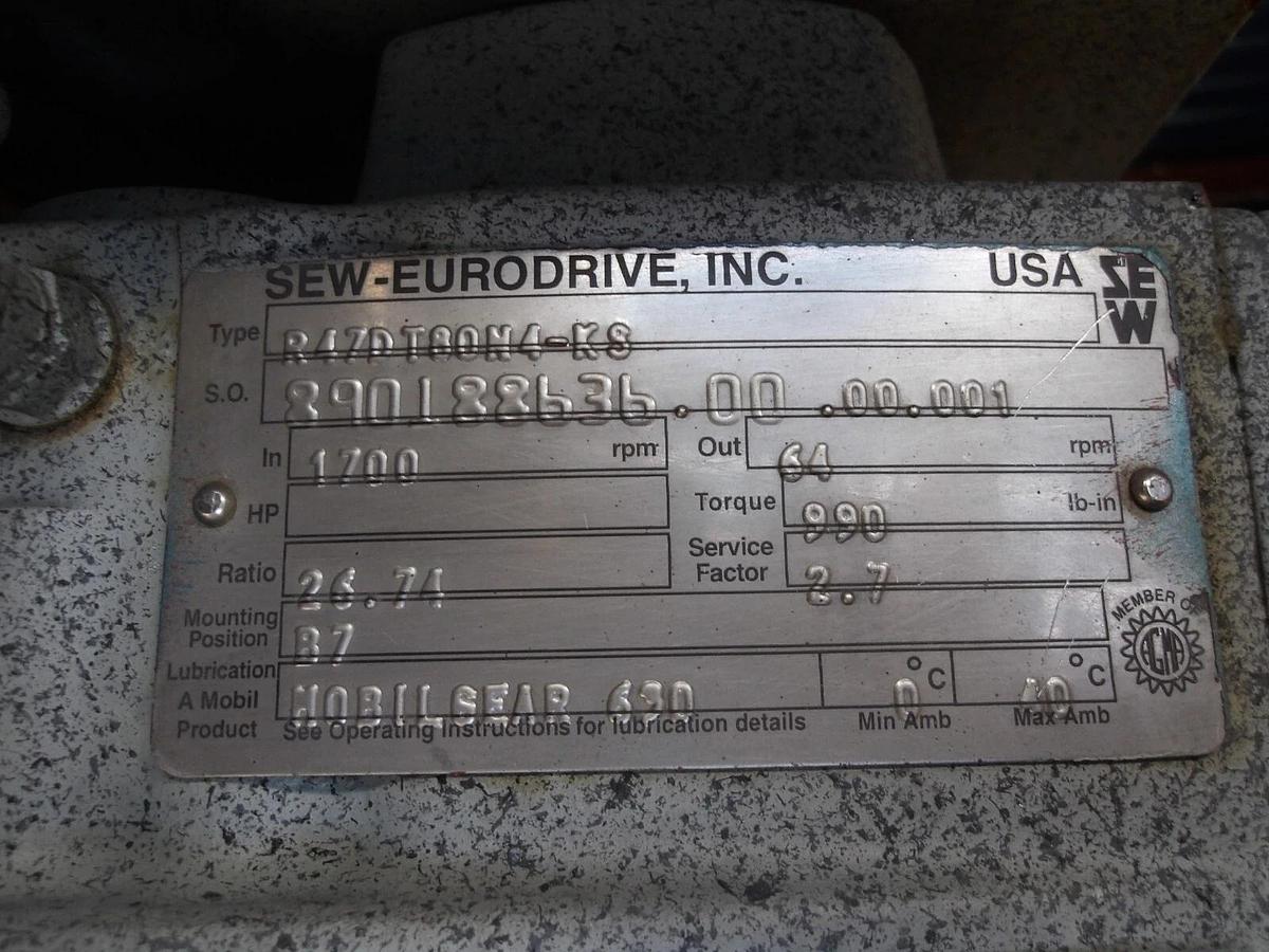 Used FULLER 6" BULK HANDLING FEEDER W/ 1HP MOTOR, #1111025G NEW