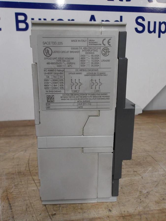 ABB SACE T3S225 60 AMP SWITCH, #641210G NIB