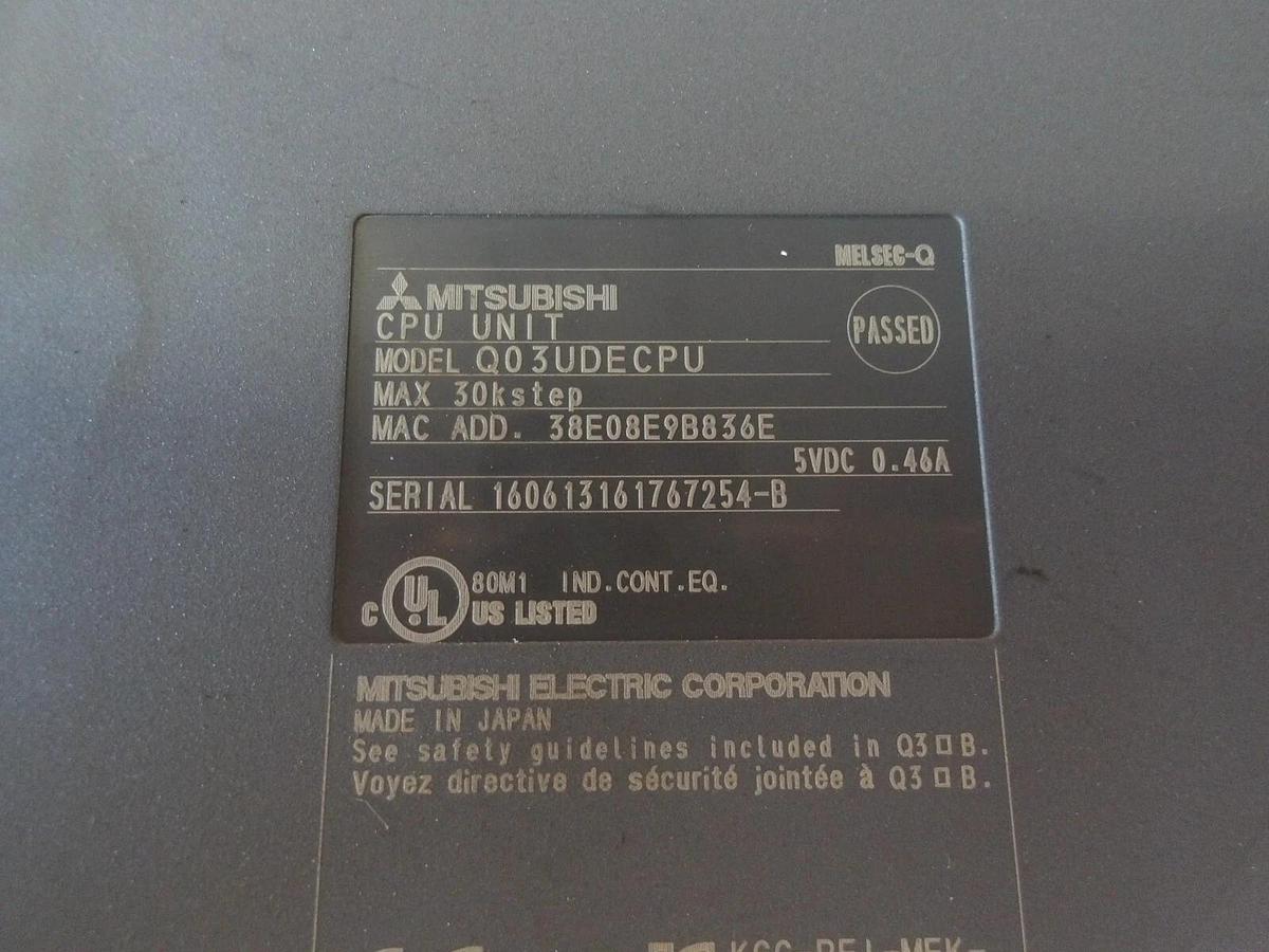 Used MITSUBISHI Q03UDECPU LOGIC CONTROLLER, #1111305G USED