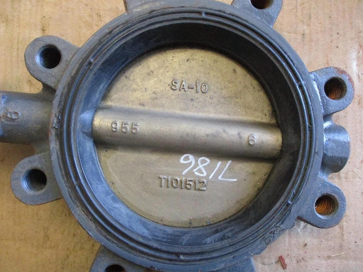 Used NIBCO 6" BUTTERFLY VALVE (NO HANDLE) #4221230J NEW