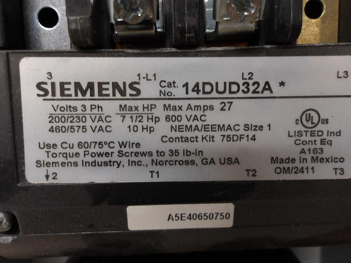 Used SIEMENS SIZE 1 MOTOR STARTER 3/10 HP, #617253G NEW