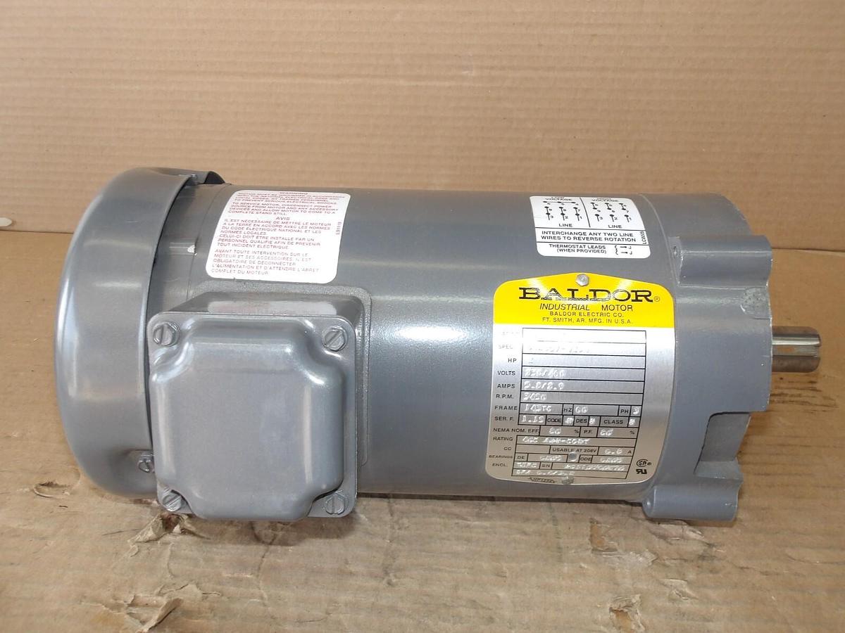 Used BALDOR 2 HP INDUSTRIAL MOTOR, FR 143TC, 3450 RPM, 230/460 V, #81330G NEW