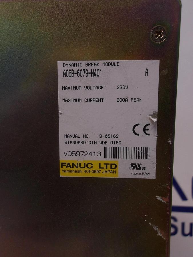 Used FANUC A06B-6079-H401 DYNAMIC BRAKE MODULE, #1231017G USED