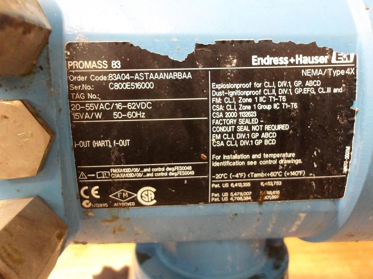 Used ENDRESS HAUSER 83A04-ASTAAANABBAA MASS FLOW TUBE 1/8"