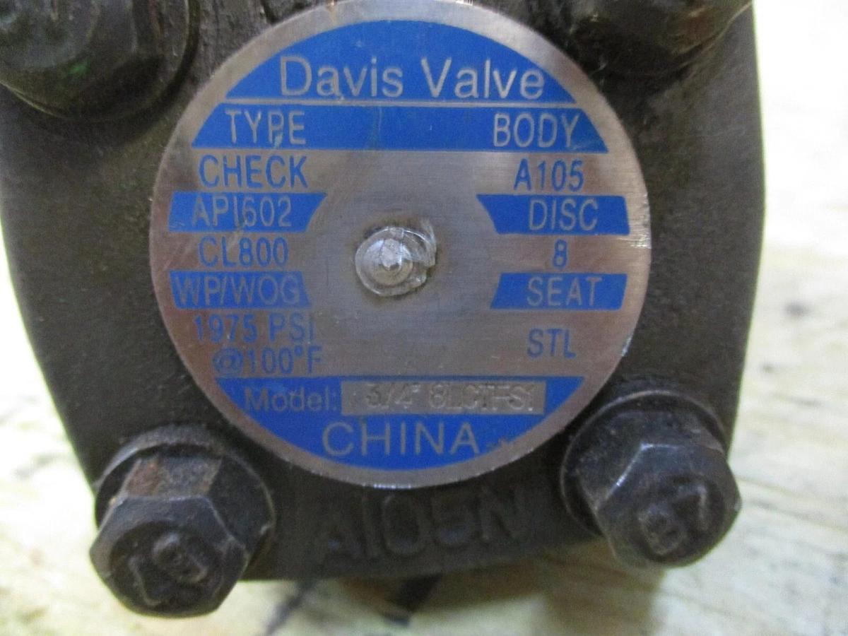 Used DAVIS 3/4" STEEL CHECK VALVE 8LCTFS1, #1201015J NEW