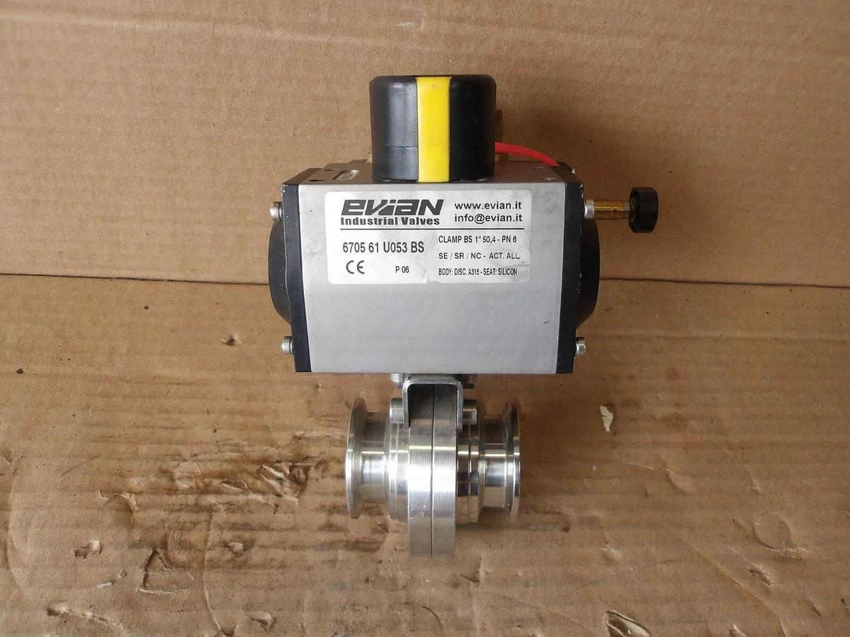 Used EVIAN VALVES EV561/EV17 TRI-CLOVER BUTTERFLY VALVE, #87153G USED