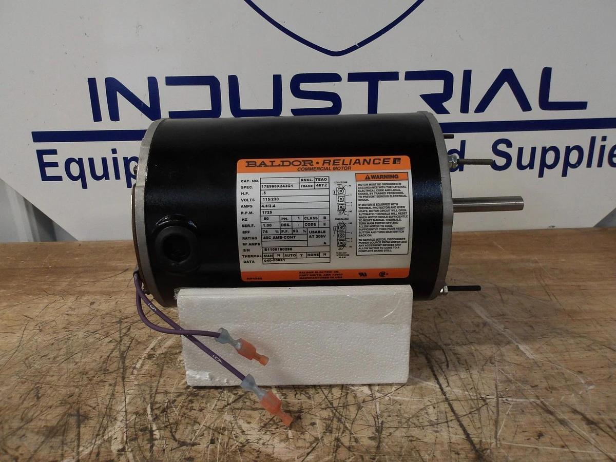 BALDOR RELIANCE .5 HP MOTOR, 1 PHASE, 115/230 V, 1725 RPM, FR 48YZ, #69933G NIB