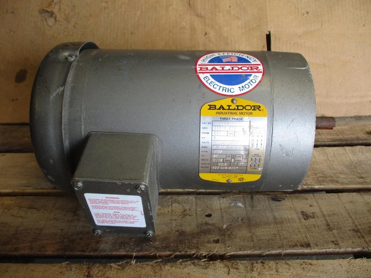 Used BALDOR 2 HP MOTOR, FR 56C, 208-230/460 V, #620201J NEW