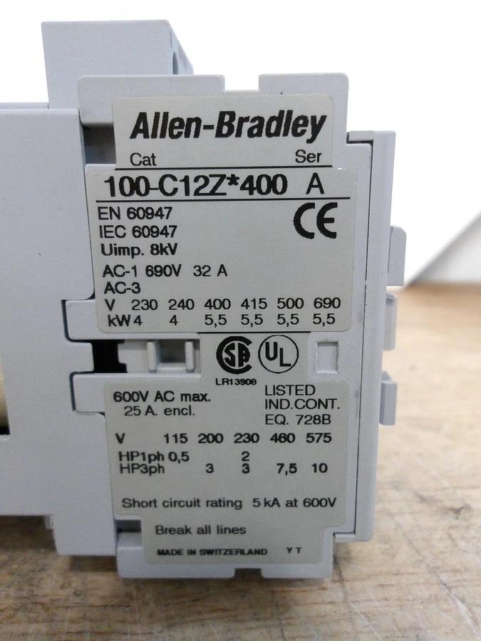 ALLEN BRADLEY 100-C12DJ400 CONTACTOR, 4 POLE, #57151G NIB