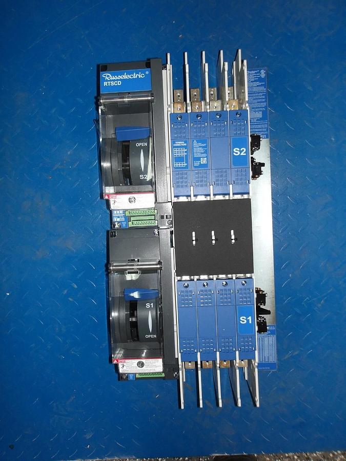 Used RUSSELECTRIC RTSCD TRANSFER SWITC R8A04020, 200 AMP, #122245G PARTS ONLY
