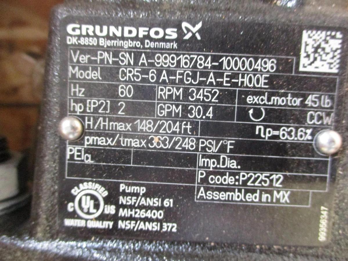 GRUNDFOS CR5-6 VERTICAL 1-1/2" PUMP 2 HP, #351003J NIB