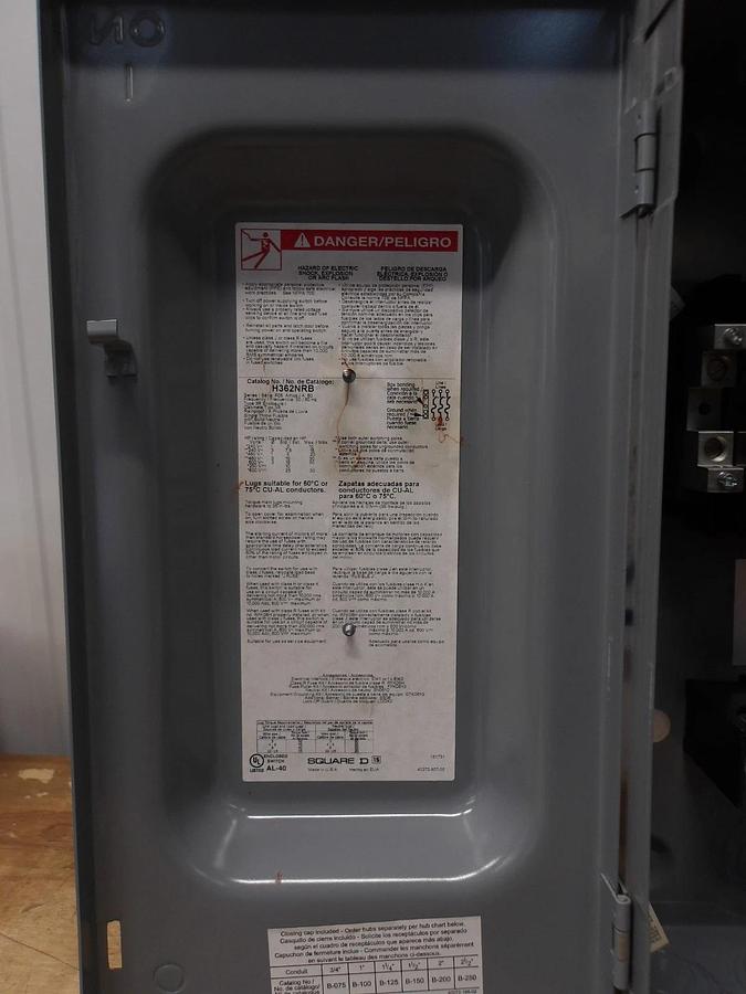 Used SQUARE D 60 A SAFETY SWITCH H362NRB, 600 V, #35154G NEW