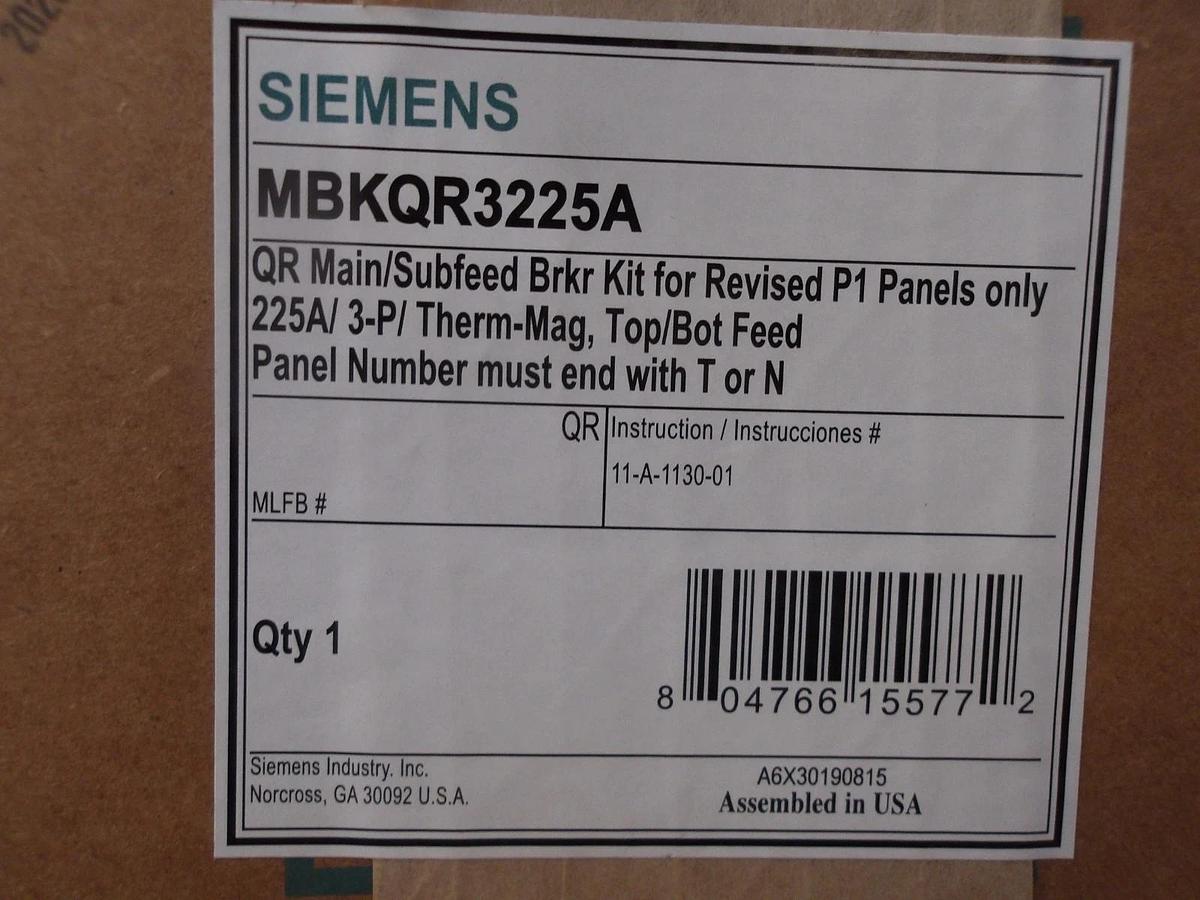 SIEMENS 225 A SUBFEED BREAKER KIT 240 V, #717310G NIB