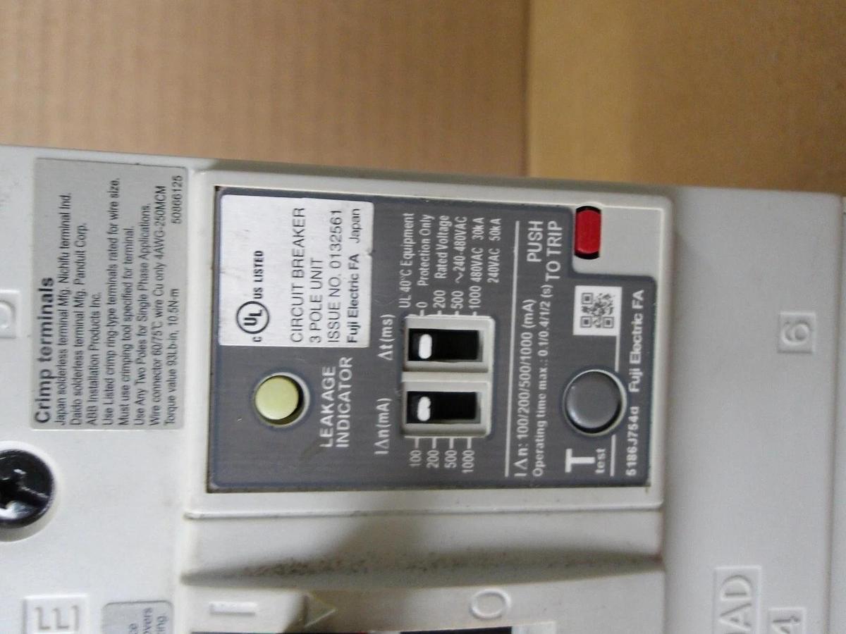 Used FE EARTH EW250JAGU LEAKAGE CIRCUIT BREAKER 175 AMP, #78150G USED