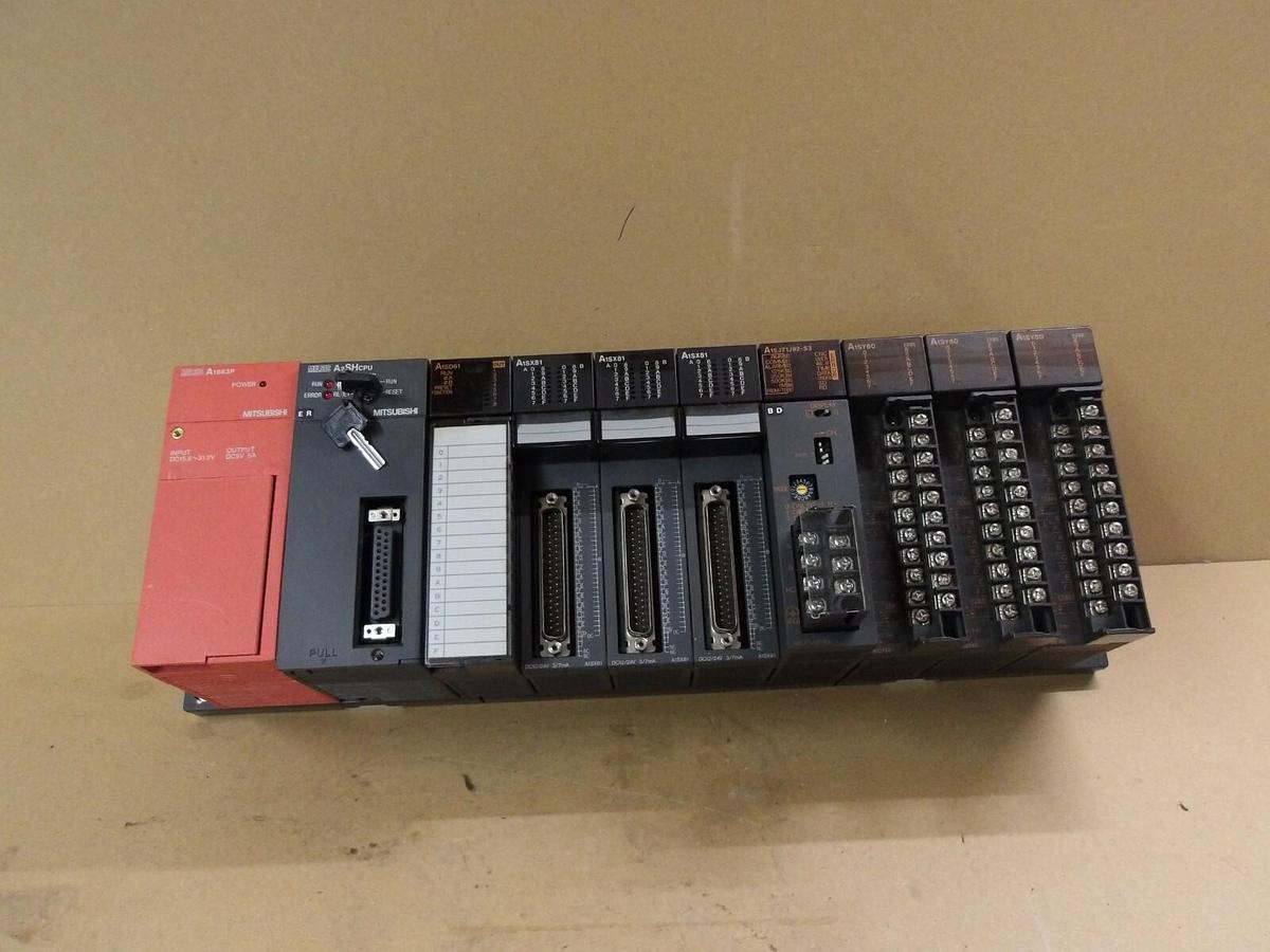 Used MITSUBISHI A2SHCPU RACK & CARDS, #410810G USED