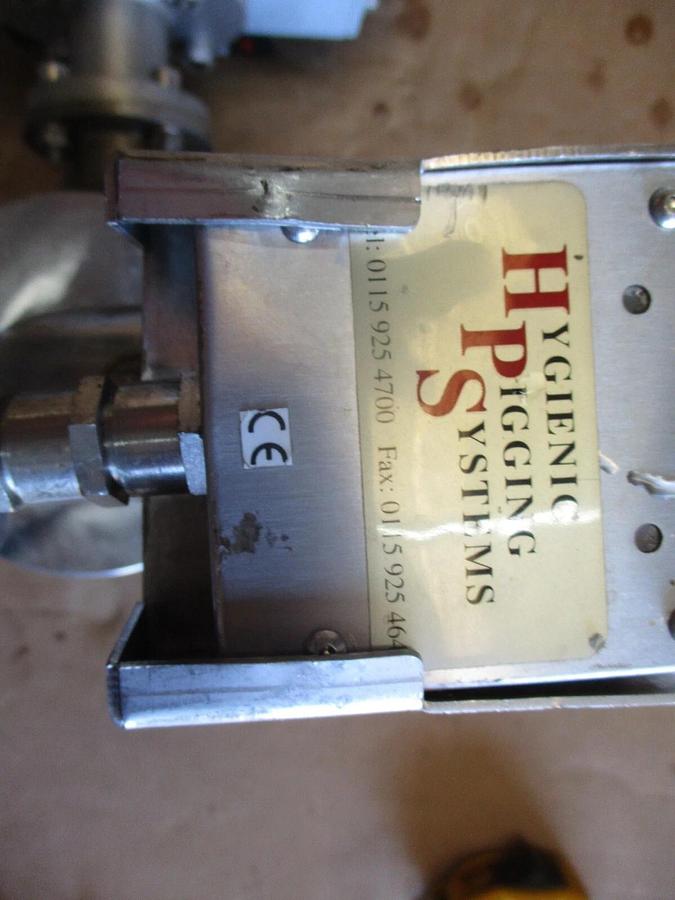 Used HYGIENIC PIGGABLE 3-WAY STAINLESS 1-1/2" DIVERTER VALVE W/ ACTUATOR, #971041J