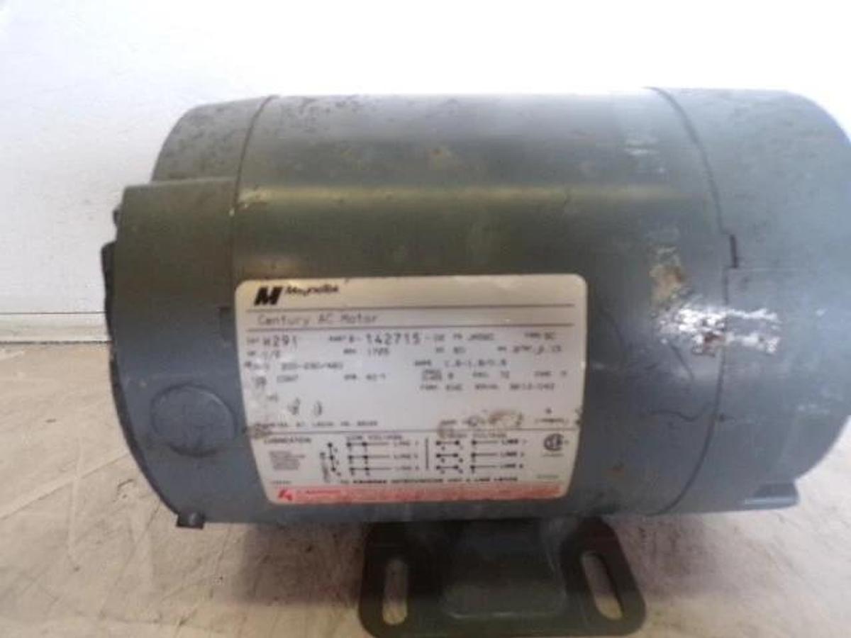 Used MAGNETEK CENTURY 1/2 HP AC MOTOR, 1725 RPM, 200-230/460 V, #416135L USED
