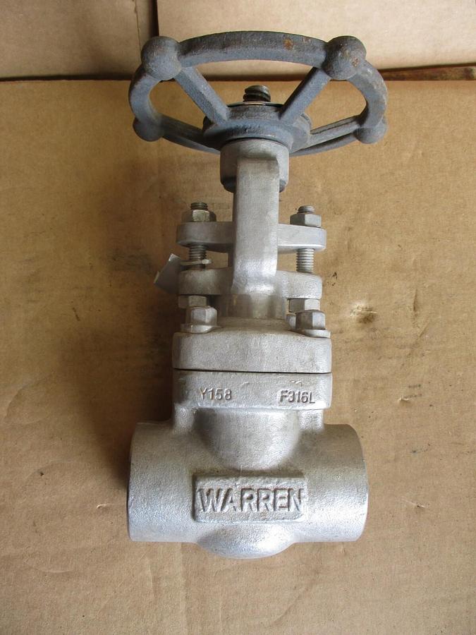 Used WARREN 1-1/2" STAINLESS GATE VALVE (SOCKET WELD), #4161216J NEW