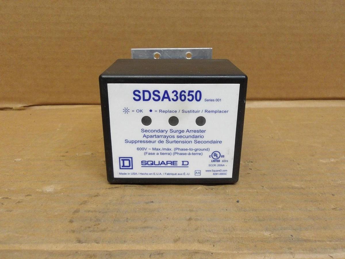 Used SQUARE D SDSA3650 SURGE ARRESTER, SERIES 001, #1113814G USED