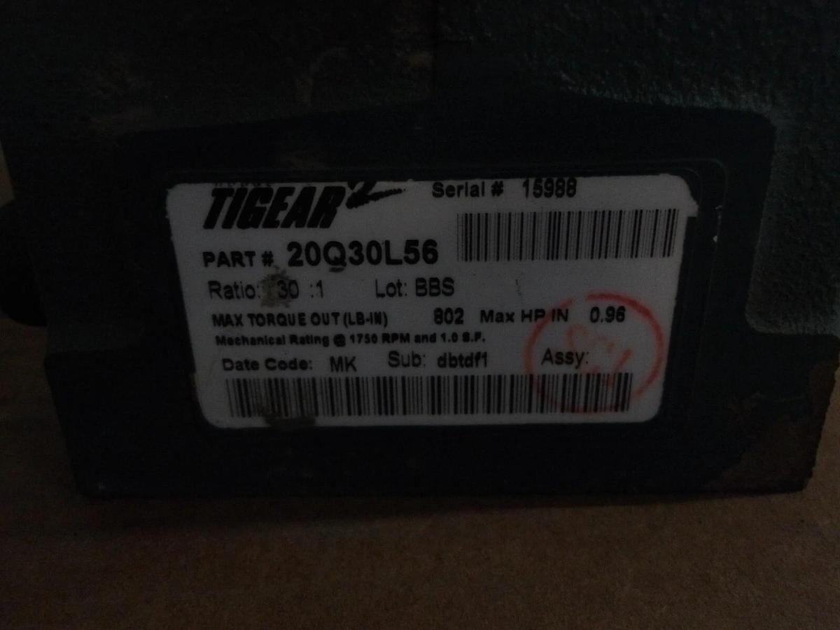 Used DODGE TIGEAR 20Q30L56 SPEED REDUCER, RATIO 30:1, #1171100G NEW
