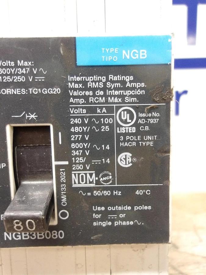 Used SIEMENS 80 AMP BREAKER 240-480/600 V, #78856G NEW
