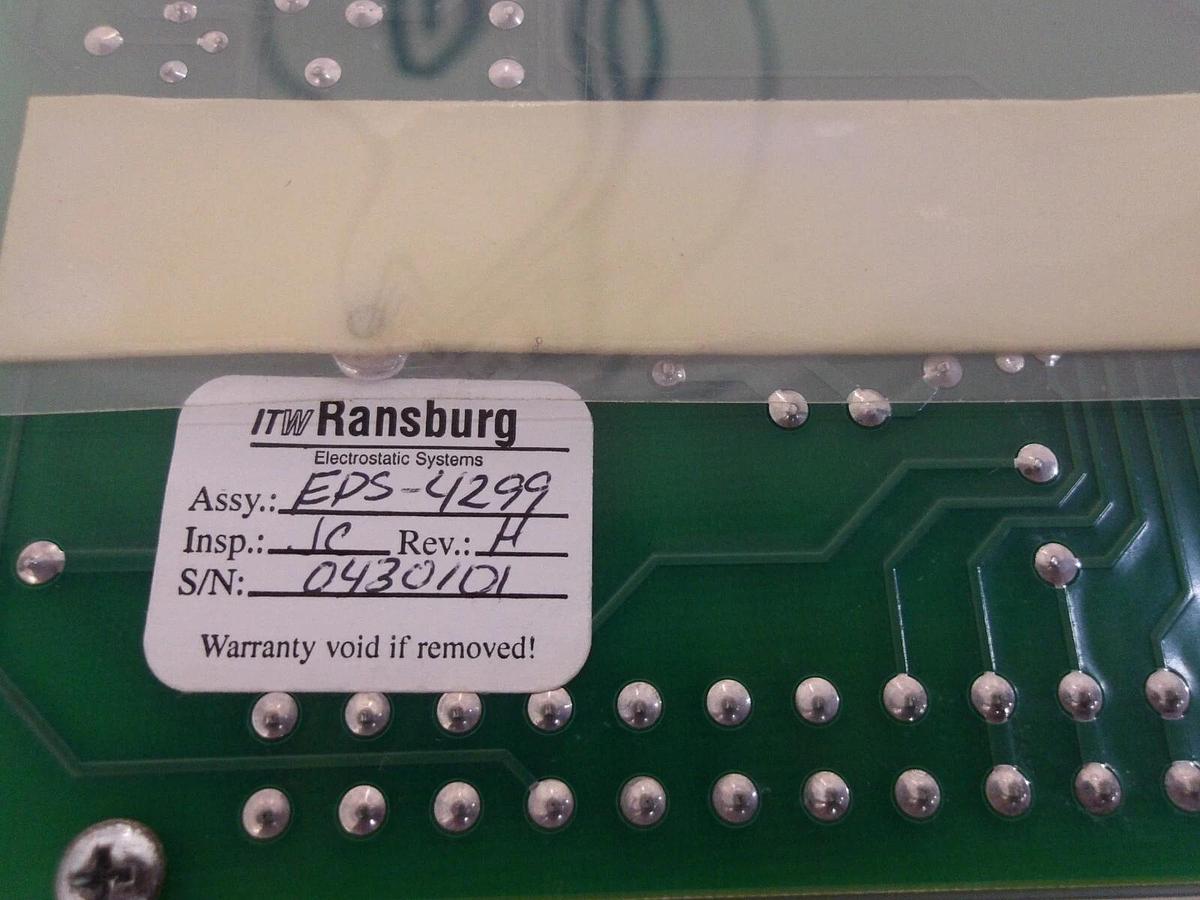 Used RANSBURG EPS-4299 RELAY CIRCUIT BOARD, #2121210G NEW