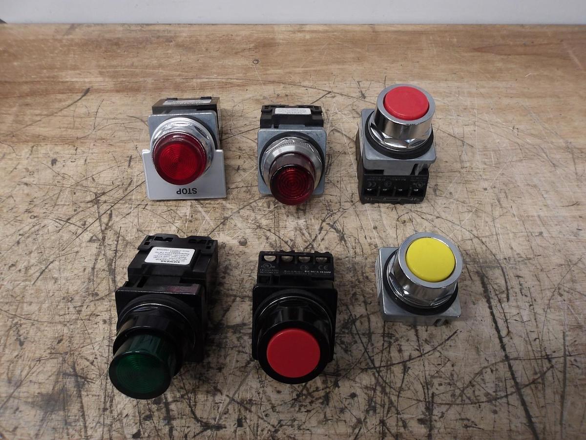 Used SIEMENS PUSH BUTTON & PILOT LIGHT BUTTON (LOT OF 6) #710115G NEW